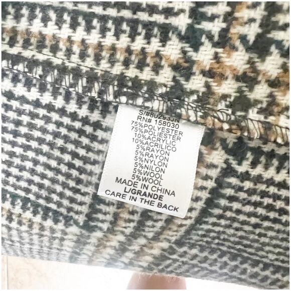 Love Tree Size Large Plaid Longline PeaCoat Belted Multicolor Pockets Preppy - Picture 12 of 13